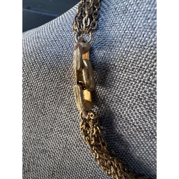 Crown Trifari Modernist MCM Tassel Goldtone Necklace - Picture 6 of 6
